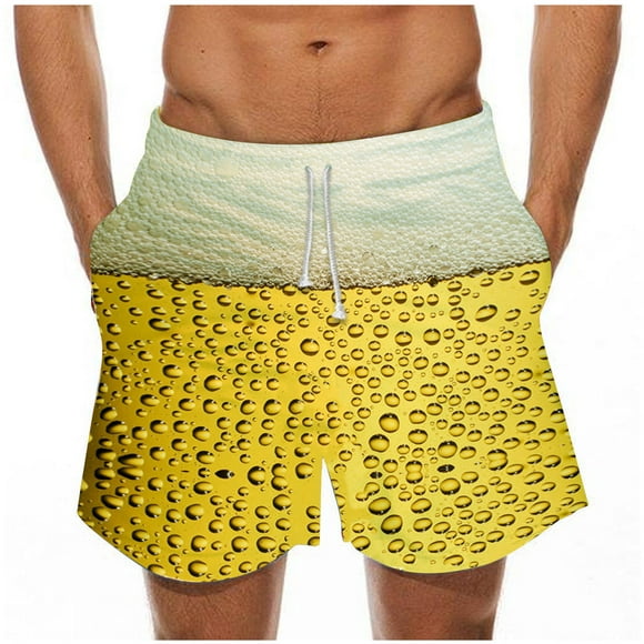 RXIRUCGD Mens Shorts Fathers Day Gifts Men's Loose Beer Shorts Printing Quick Dry Swimsuit Sports Swim Trunks Pants