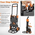 thumbnail image 7 of Adnoom 2-in-1 Folding Hand Truck Heavy Duty, 300 lbs Capacity Utility Cart with 4 Wheels, Retractable Handle Convertible Platform Dolly for Moving Boxes Furniture Luggage, Orange, 7 of 7