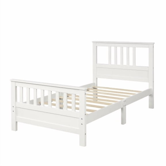 Nmkwnr Wood Platform Bed Frame with Headboard and Footboard, Perfect for Home Bedroom, White