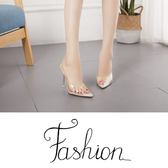 Niceauty 1 Pair of Transparent High Heels Elegant Style Rubber High Heel for Women Daily Wear