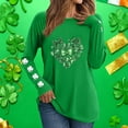 thumbnail image 3 of Ohufall Women's St Patrick's Day T-Shirt Lucky Irish Long Sleeve Shamrock Graphic Tees Tops, 3 of 5