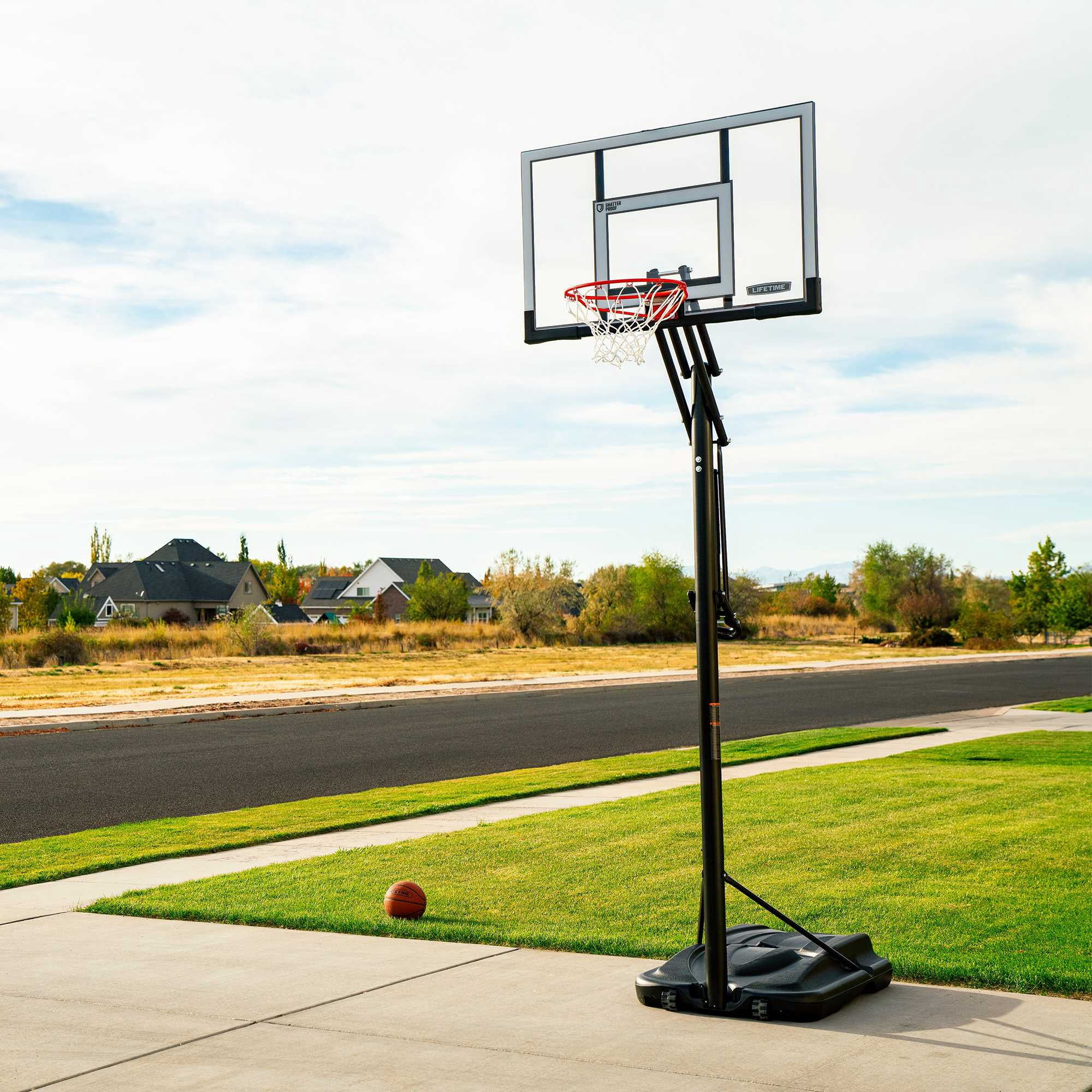 Lifetime 7.5ft-10ft Adjustable Height 52" Shatterproof Outdoor Portable Basketball System (90228)