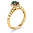 thumbnail image 3 of Gem Stone King 10K Yellow Gold Green Mystic Topaz and White Lab Grown Diamond Halo Engagement Ring for Women (1.13 Cttw, Gemstone, Oval 7X5MM, Size 7), 3 of 4