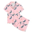 thumbnail image 5 of Gubotare Girls Pjs Girls Boys Satin Pajamas Set Cute Short Sleeve Button down Printed Sleepwear Shorts 2 Pcs Summer Pj Sets Size 12-13 (Light Pink,12-13 Years), 5 of 5