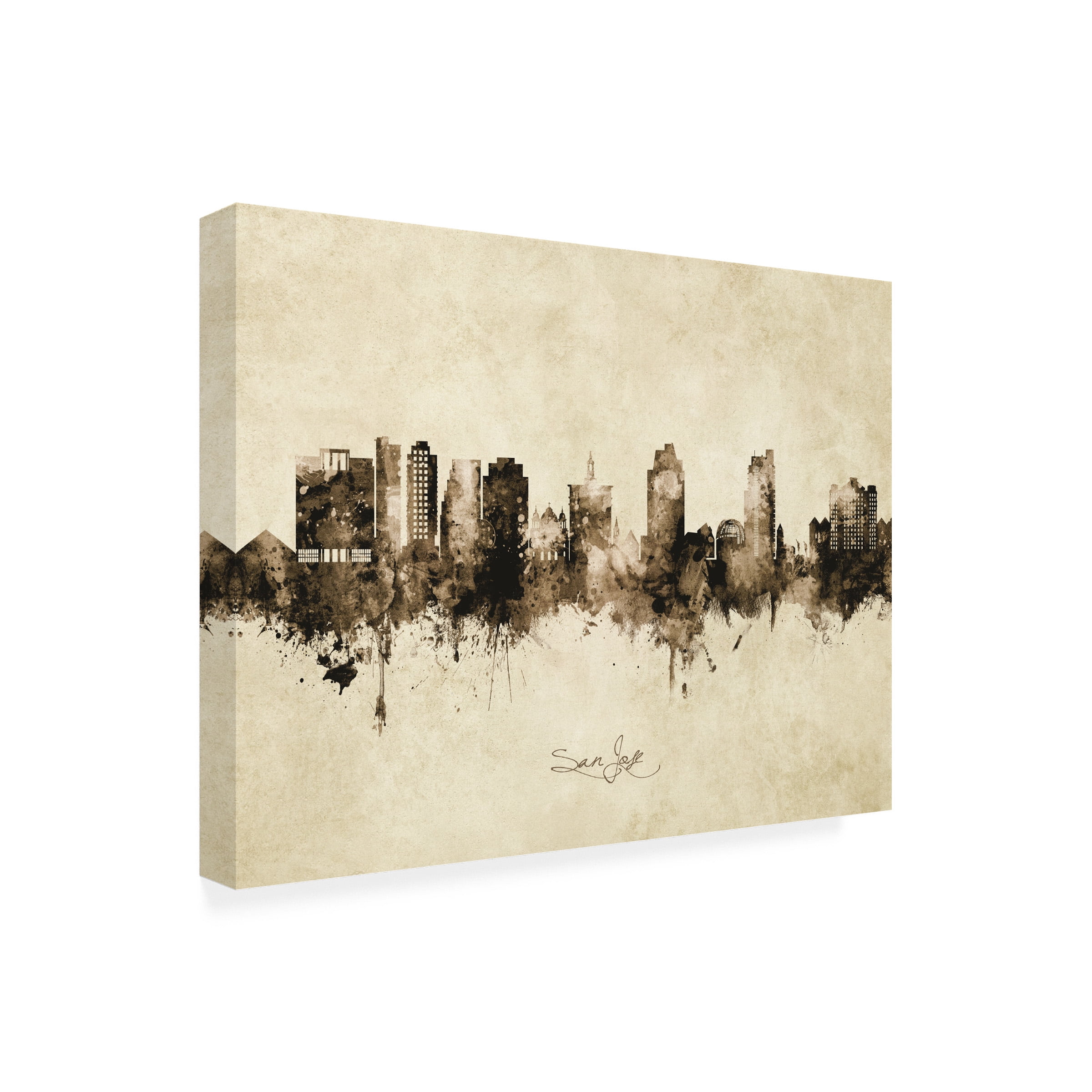 Michael Tompsett 'San Jose California Skyline Vintage' Canvas Art