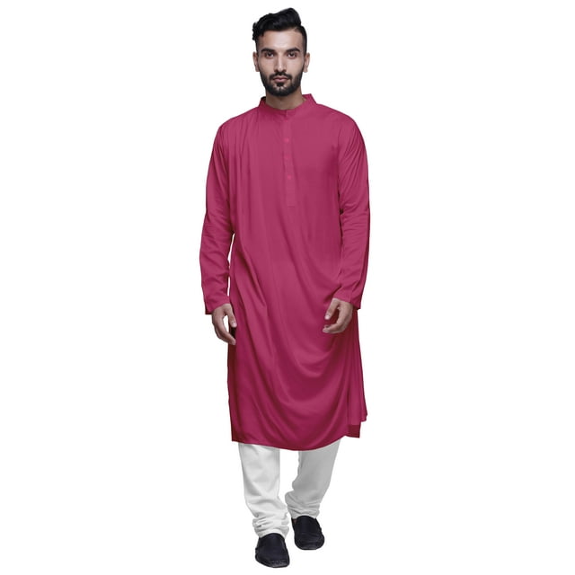 Atasi Kurta Long pour Hommes Col Mandarin Uni Drapé Vêtements