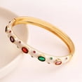 thumbnail image 2 of 18k Gold Plated 5A Cubic Zirconia Bracelet For Women 7 Colors Candy Colorful Neon Enamel Rainbow CZ Bangle Gifts, 2 of 2