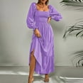 thumbnail image 2 of Fesfesfes Women Dress Casual Sexy Long Sleeve Pullover Square Neck Long Sleeve Ruffle High Waist Dress Sale Tops on Clearance, 2 of 7