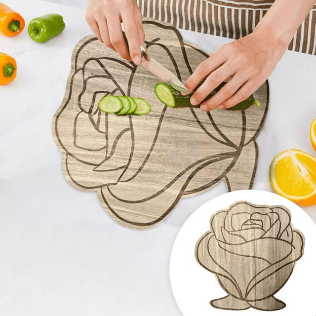 Rose Cutting Board Wooden Bread Board Cheese Platter Meat and Vegetable Serving Board for Various Occasions Including Housewarming Weddings Valentine's Day