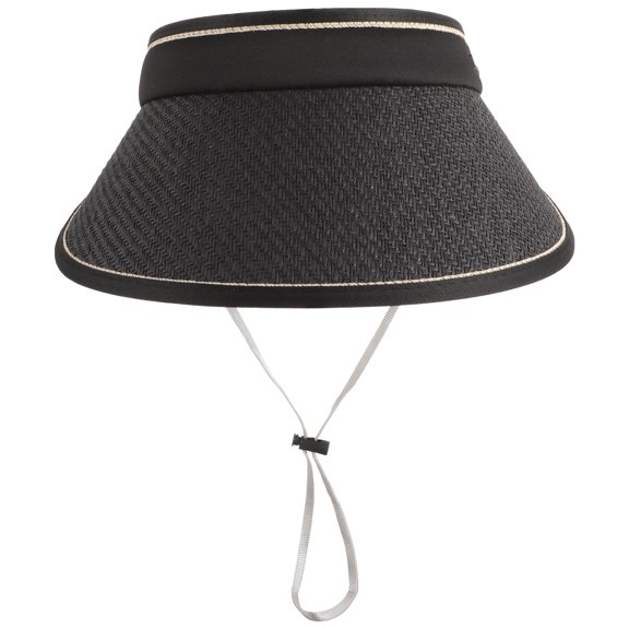 YOSADIER Portable Wide Brim Folding Woven Sun Hat Black for Outdoor Activities and Sun