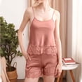 thumbnail image 2 of Mujeres Seda Pijamas Conjunto Pantalones Cortos Suspendente Casual V-Cuello Camisola Superior, Hielo Seda Encaje Recorte de Dos Piezas de Ropa de Dormir, Pijama Suave Conjunto para las Mujeres con Su, 2 of 6
