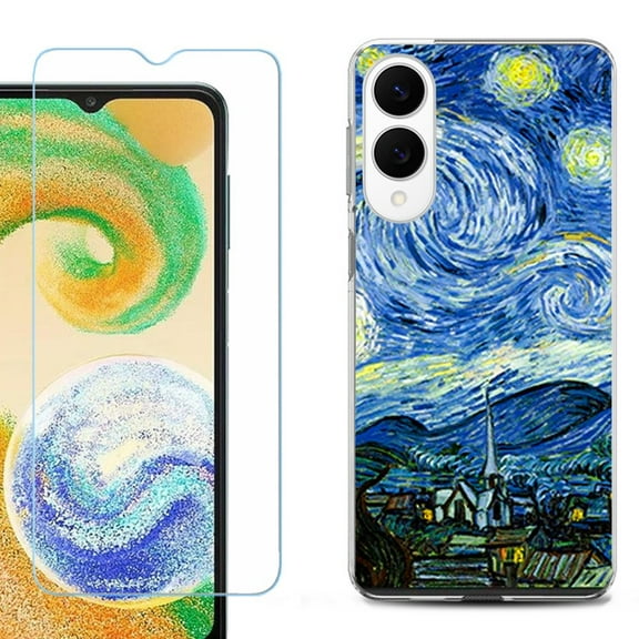 For Samsung Galaxy S25 Edge 5G Protective Shockproof Phone Case with Tempered Glass Screen Protector, by OneToughShield - Starry Night Paris