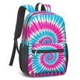 thumbnail image 2 of Pink and Blue Tie Dye Pattern 17" Waterproof Oxford School Backpacks for Teens, S-Shape Padded Straps, for School, Travel, Hiking, Camping, 2 of 5
