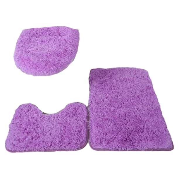 Injueey 3 piezas exquisitas alfombras de baño antideslizantes hechas a mano textura fuerte absorción de agua antideslizante púrpura Type3 NO3