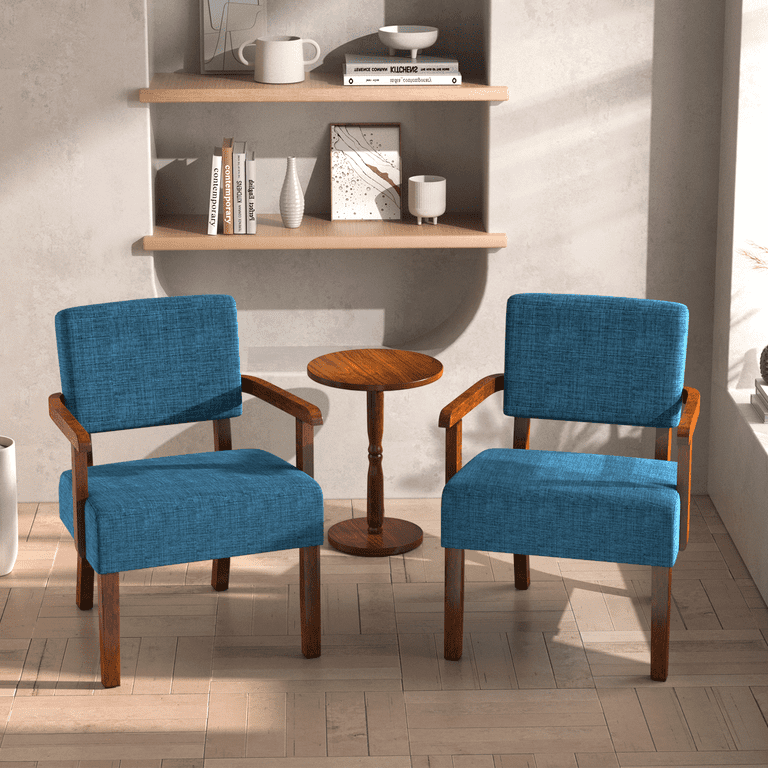 FAGAGA Set Of 2 Accent Chairs With Small Table – Soft Seat Armchairs For Living Room, Bedroom, Grey