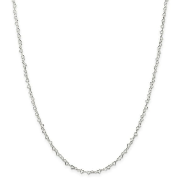 White Sterling Silver necklace Link, chain 24 in 3.5 mm