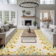 thumbnail image 4 of Area Rug for Living Room, Yellow Daisy Non-Slip Indoor Ex Large Carpet for Bedroom/Dining Room, Spring Summer Rustic Garden Floral Blossom Washable Low-Profile Rectangle Floor Runner Rugs - 8 x 10 Ft, 4 of 7