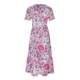 thumbnail image 4 of Ovzne Robes pour Femmes 2025 Robe d'Été Mode Féminine Manches Longues Col Rond T-Shirt Imprimé Blouse Ample Robe de Vacances Manches Courtes Imprimée Liquidation, 4 of 5