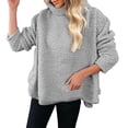 thumbnail image 2 of UAMVSH Plus Size Fleece Sweatshirts for Women Comfy Sherpa Fluffy High Neck Pullover Tops Warm Plush Long Sleeve Shirts Winter Outfits(X-Large,Gray), 2 of 7