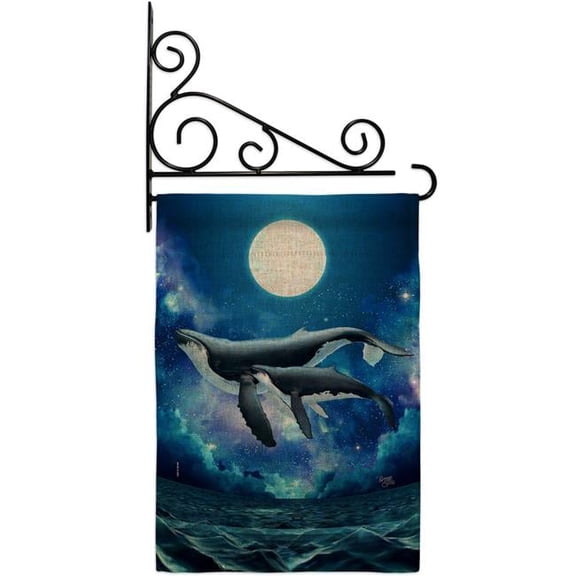 Breeze Decor GS120268-DB-03 Humpback Whales Animals Sea Creature 13 x 18.5. in. Double-Sided Decorative Horizontal House Garden Flag Set for Decoration Banner Yard Gift