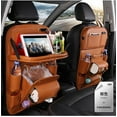 thumbnail image 4 of Car Seat Back Storage Organizer Bag Multifunction Small Table Storage Stowing Tidying Pocket Universal Leather Car Hanging Bag, 4 of 5