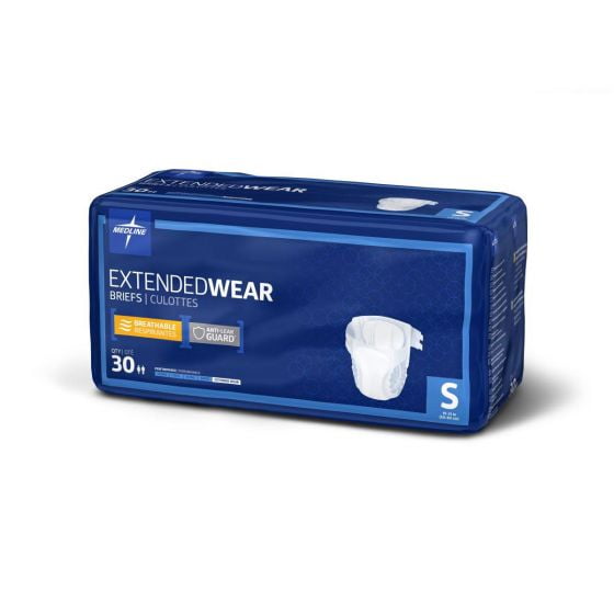 Medline Adult Small Disposable Briefs with Tabs, Diapers for Extended