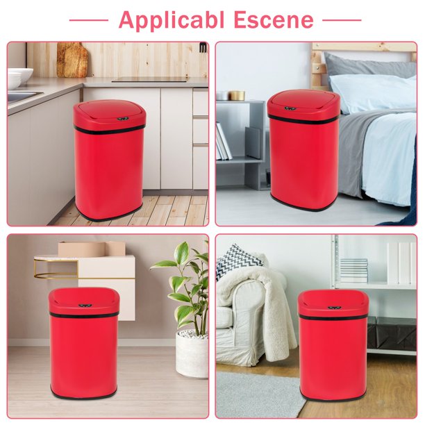 13 Gallon Kitchen Trash Can Automatic Stainless-Steel Garbage Can