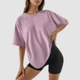 thumbnail image 2 of Oversized T Shirts Women Crew Neck Fitted Shirt Basic Short Sleeves Summer Classic Tee Plus Size Shirts Curvy Women Pink XXL, 2 of 5