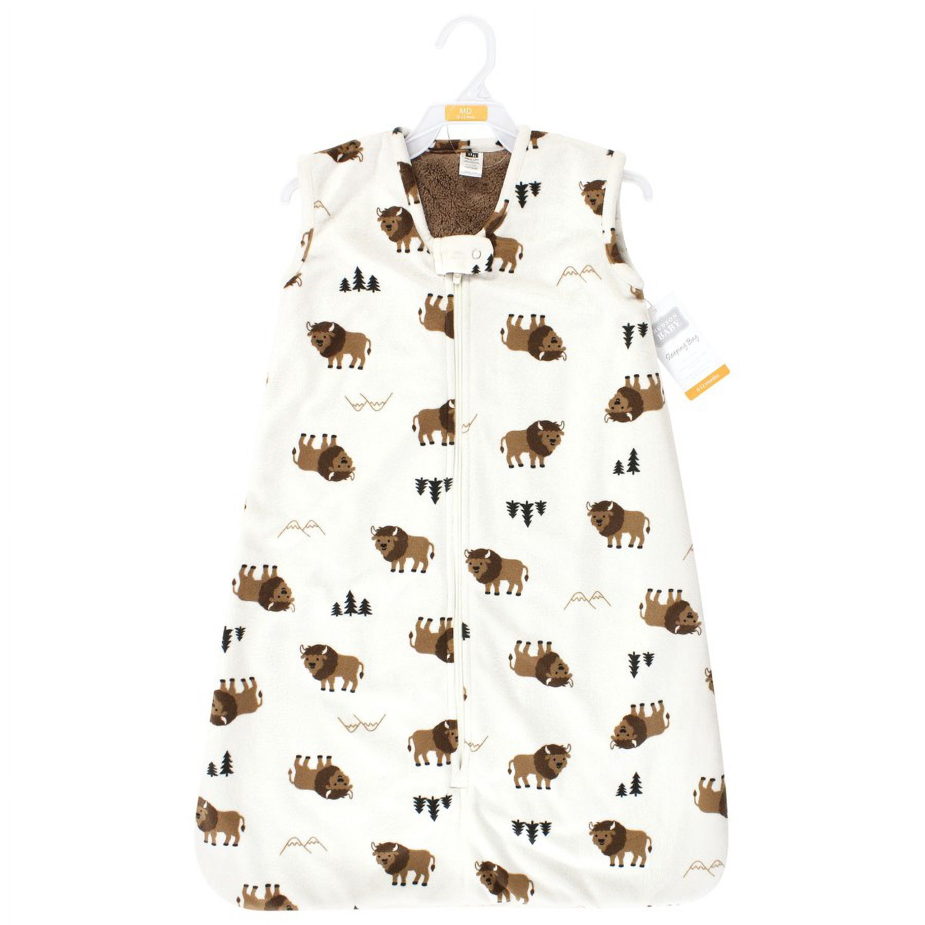 Hudson Baby Infant Boy Plush Faux Fur Sleeping Bag, Wearable Blanket, Wild Buffalo, 18-24 Months