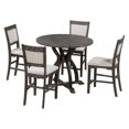 thumbnail image 5 of Kitchen Dining Table Set for 4, Wood Round Dining Table with Trestle Legs and 4 Padded Seat Dining Chairs, 5 Pcs Kitchen Dining Set,Farmhouse Style, for Kitchen, Dinning Room,Gray, 5 of 9