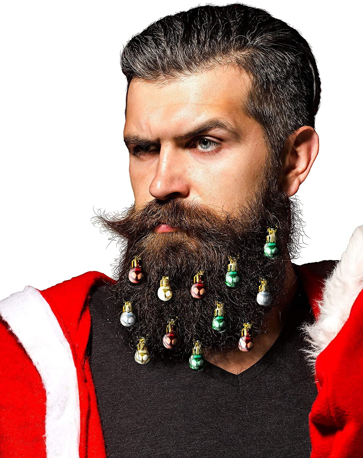 20pcs Light Up Beard Ornaments 16 Pcs Sounding Jingle Bells 4 Pcs Beard 