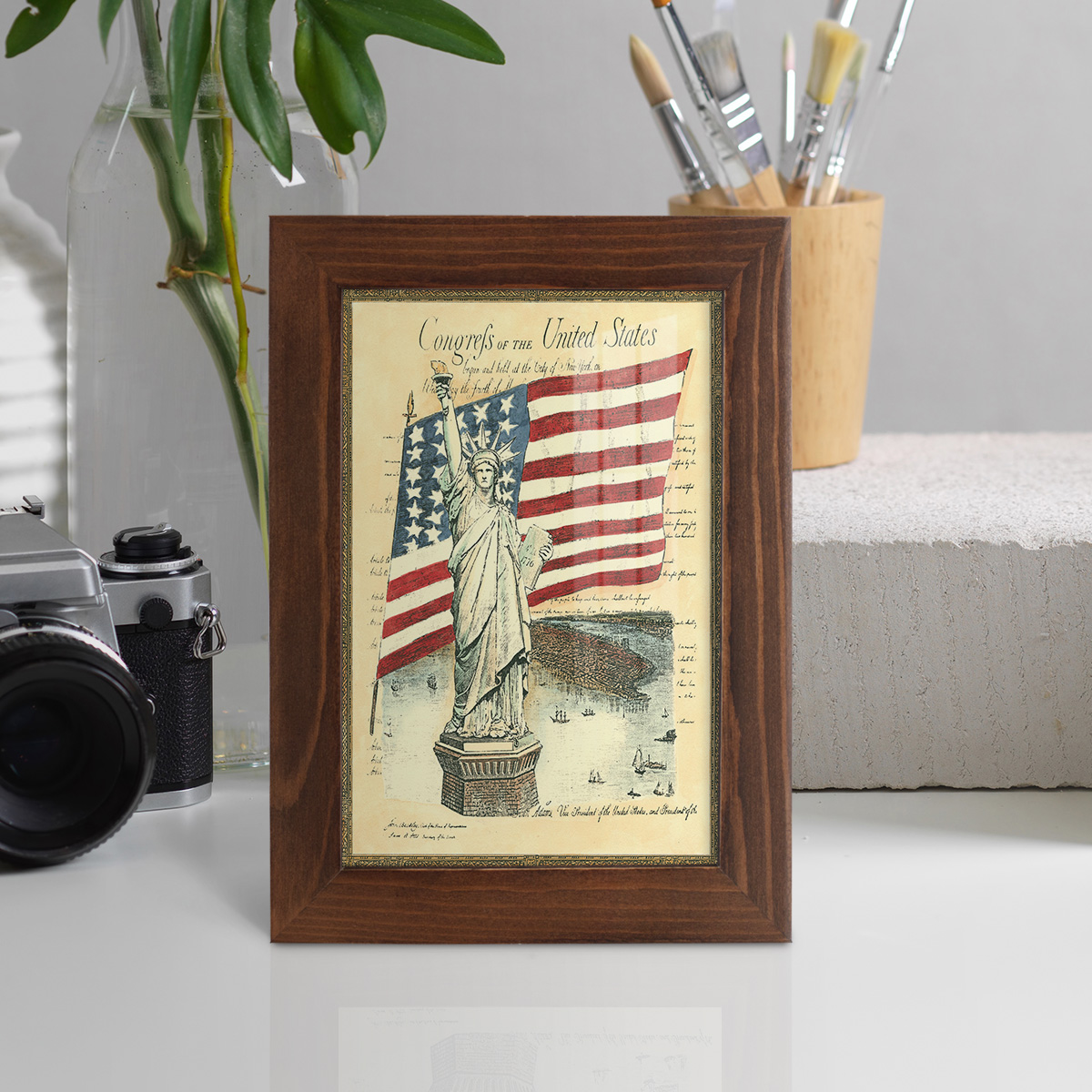 USE D # Proud To Be An American I -Framed Print w/glass-Chestnut