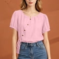 thumbnail image 5 of Sexlip Women's Blouse Short Sleeve Loose Fit Trendy Design Versatile Styling Breathable Wear Fashion Forward Modern Style Pink XXXL, 5 of 6