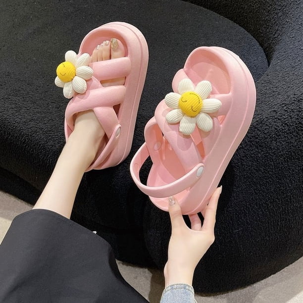 Sandalias de mujer de verano EVA Cross Color sólido Suela gruesa Color Dos usos Sandalias casuales Accesorios de bricolaje para mujer Zapatillas de verano