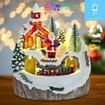 thumbnail image 2 of Christmas Village Decoration Church House Festival Scene Moving Train and Santa Claus with Led Lights, Music, 2 of 5