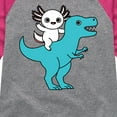 thumbnail image 3 of Instant Message - Axolotl Riding A Dinosaur - Toddler And Youth Girls Raglan Graphic T-Shirt, 3 of 6