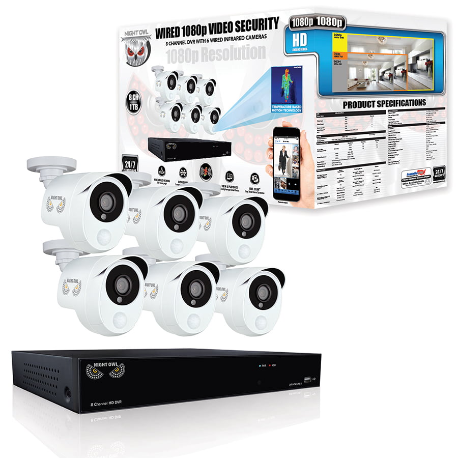 Night Owl 8 Channel Hd Video Security Dvr W 1 Tb Hdd And 4 1080p Hd Wired Bullet Cameras Walmart Com Walmart Com