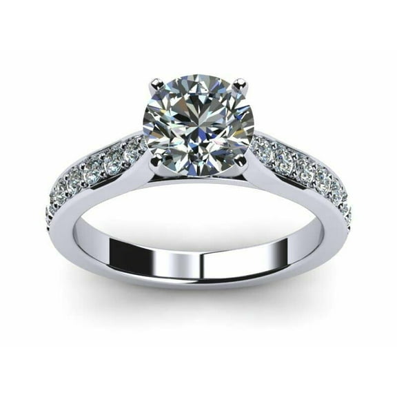 HeartsAndYou 2ct Round Cut Moissanite Channel Set Solitaire Engagement Ring for Women 18k White Gold over Silver