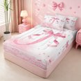 thumbnail image 2 of meiyoeat Bow Pink Monogram J Zipper Full Size Comforter Sets With Fitted Sheet And 2 Pillowcases,Beauty Bling Print Alphabet Art Zipper Bedding Set For Girl,Pink Reversible,4 Pieces, 2 of 7