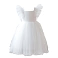 thumbnail image 6 of Ugoldhm Girls Ruffle Sleeve Polka Dot Tulle Dress - Square Neck Party & Wedding Flower Girl Gown (2-8 Years), 6 of 7