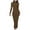 Coffee, variant on Women Long Sleeve Bodycon Dress Sexy Crew Neck Ribbed Basic Maxi Dresses Slim Fit