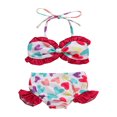 thumbnail image 1 of Toddler Baby Girls 2Pcs Bikini Set Sleeveless Tops + Ruffles bottom Swimwear Suit, 1 of 7