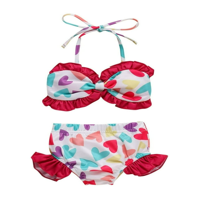 PENGXIANG Ensemble Bikini 2 Pcs pour Bébé Fille Sans Manches + Bas à Volants