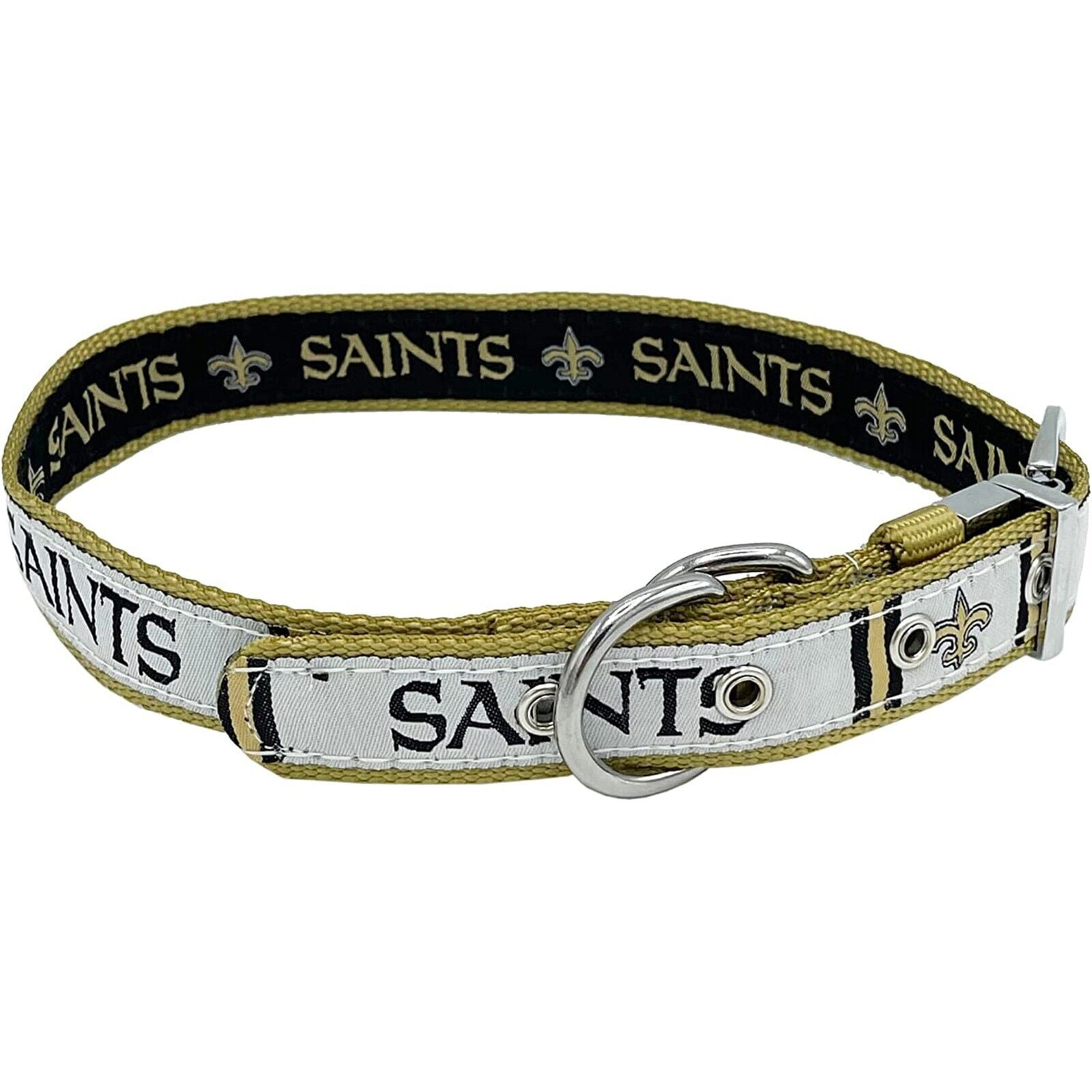 Pets First New Orleans Saints Reversible Collar Reversible NFL Dog Collar Premium Two-Sided Pet Collar with NFL Logo, Large