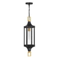 thumbnail image 2 of Glendale 1-Light Outdoor Hanging Lantern in Matte Black and Weathered Brushed Brass, 2 of 5