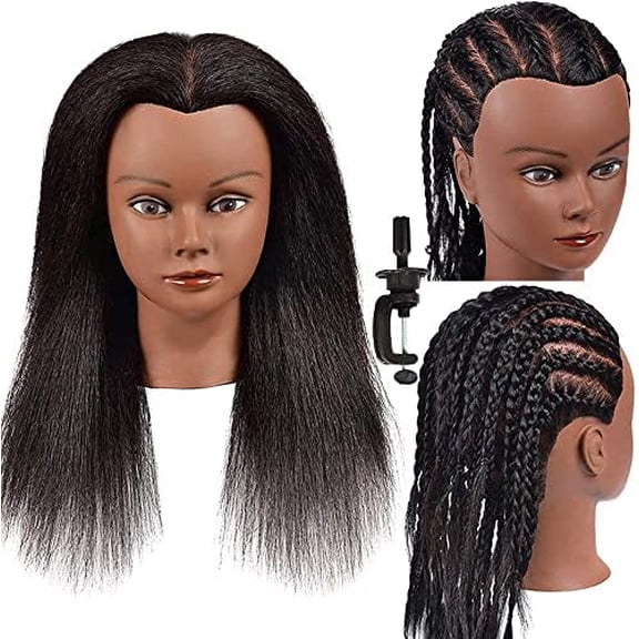 Mannequin  14 Inch  Real Hair   Manikin  With Hair  Doll  for Hairdresser Practice HairStyling Braiding with Clamp Stand