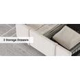 thumbnail image 4 of King Size Upholstered Platform Bed Frame with Diamond Tufted Headboard – 2 Large Storage Drawers – Heavy Duty Wooden Slats Support – No Box Spring Needed – Color: KING - light beige shade, 4 of 8