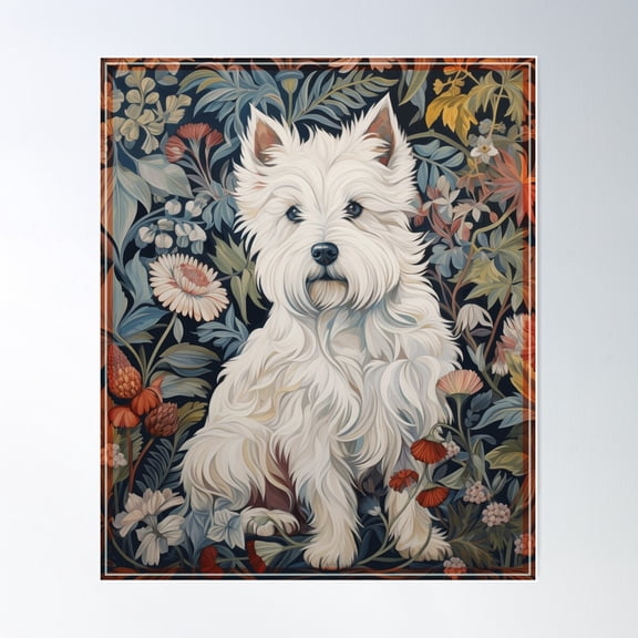 Westie West Highland White Terrier Poster Wall Art, Modern Wall Decor For Living Room Bedroom, 8x12 UNFRAMED