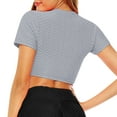 thumbnail image 3 of Lovzfmll Women Sports Impact Support Yoga Crop Tops Gym Workout Shirts Blouse Gray L, 3 of 6