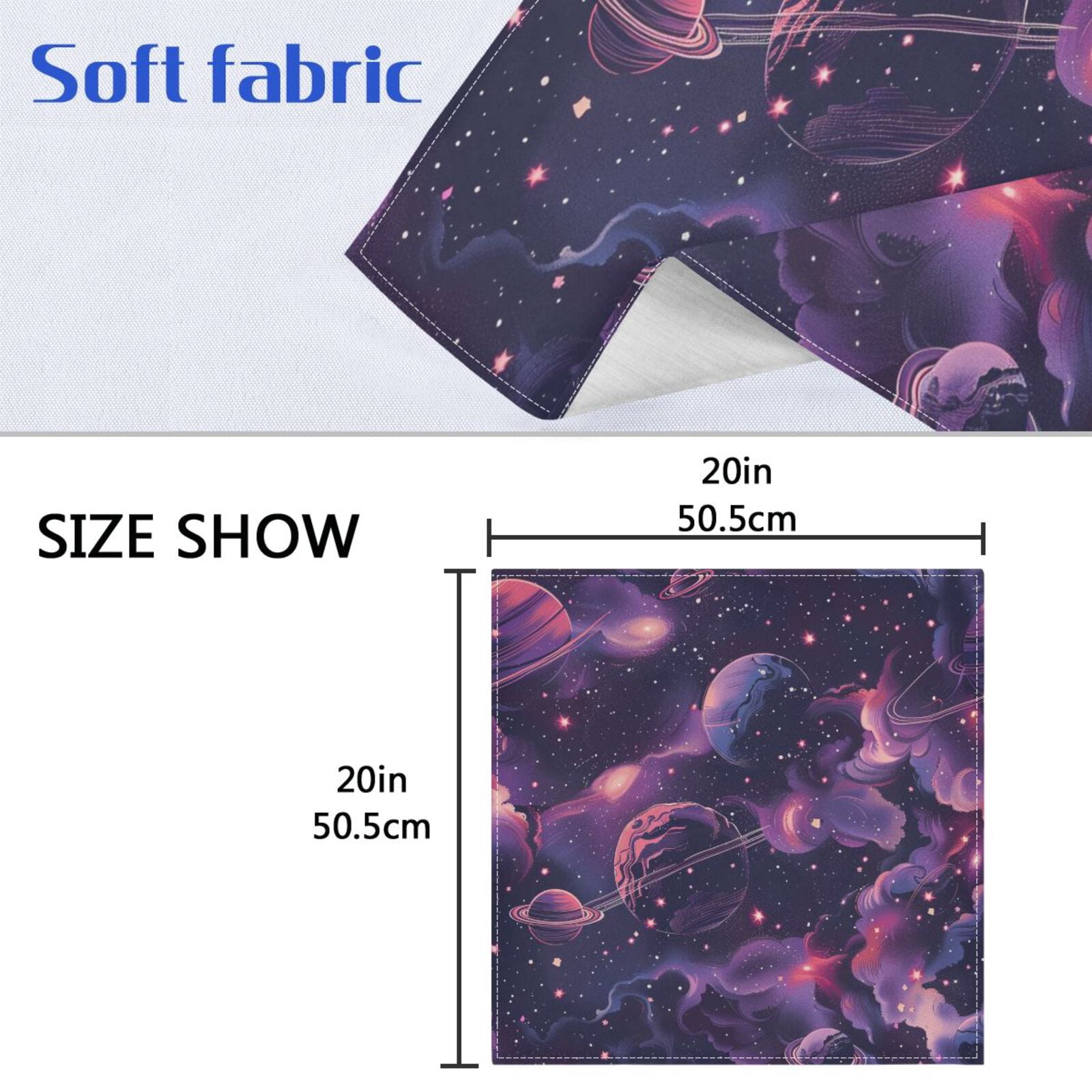 JSTEL Pink Universe Planets Nebula Cloth Napkins Set of 6, 20x20 Inch Washable and Reusable Napkin for Decoupage Dinner Party Everyday Use